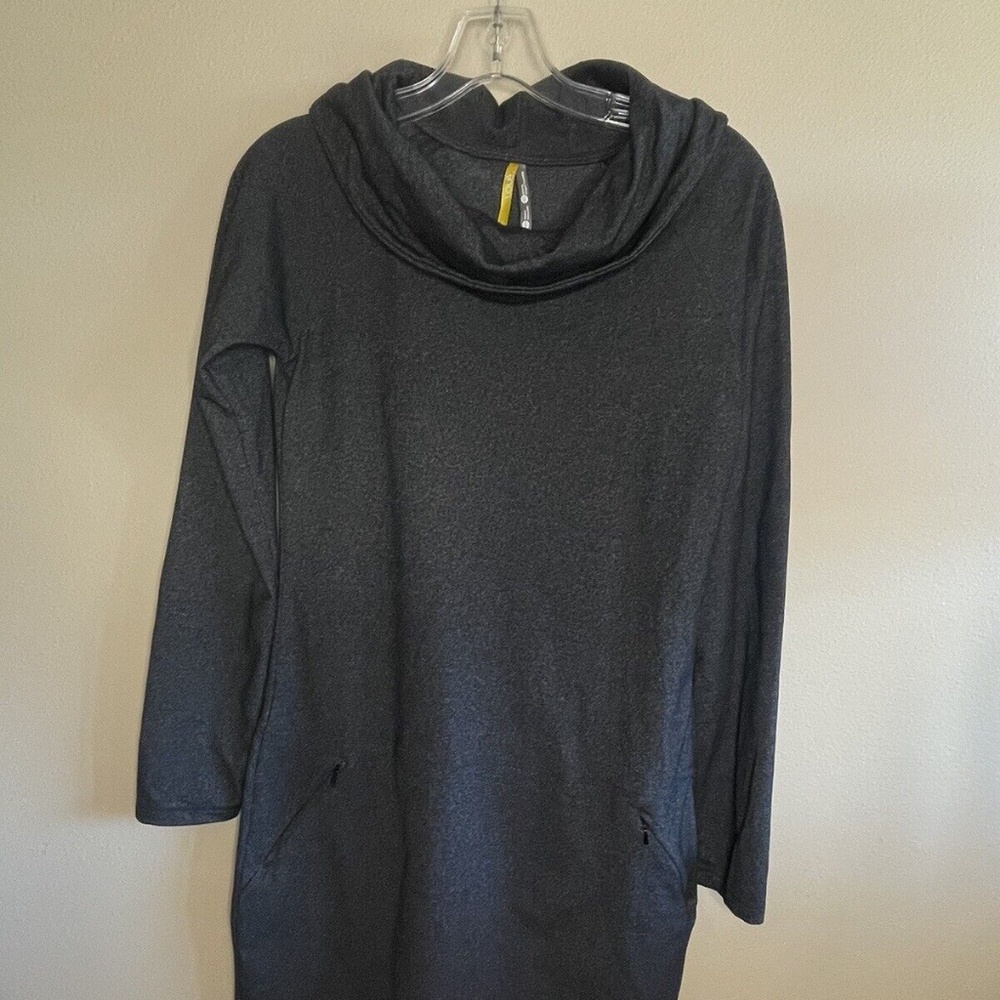 Lole Gray Cowl Neck Long Sleeve Stretchy Athletic Dress. SMALL